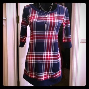 Plaid sweater mini dress